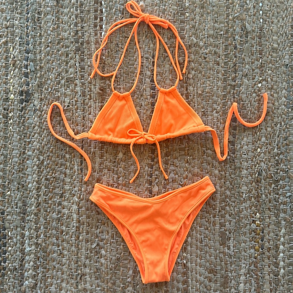 Montce Swim Neon Orange kini top and bottom Size MEDIUM